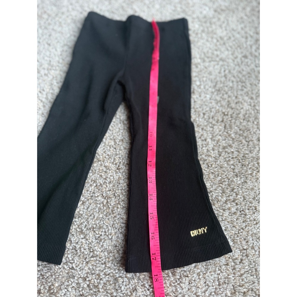 DKNY Girls Black Ribbed Flare Leggings Pants Size 2T - Picture 3 of 4